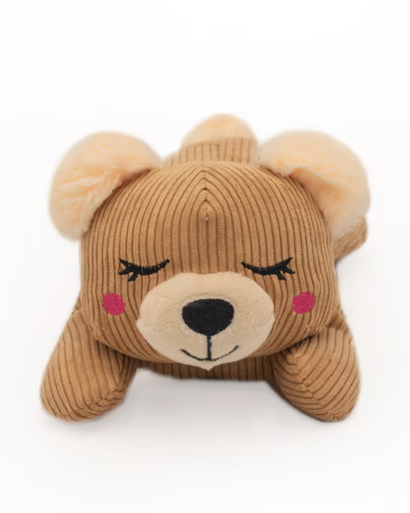 Snooziez Bear Plush Dog Toys with Silent Shhhqueaker Play ZIPPY PAWS