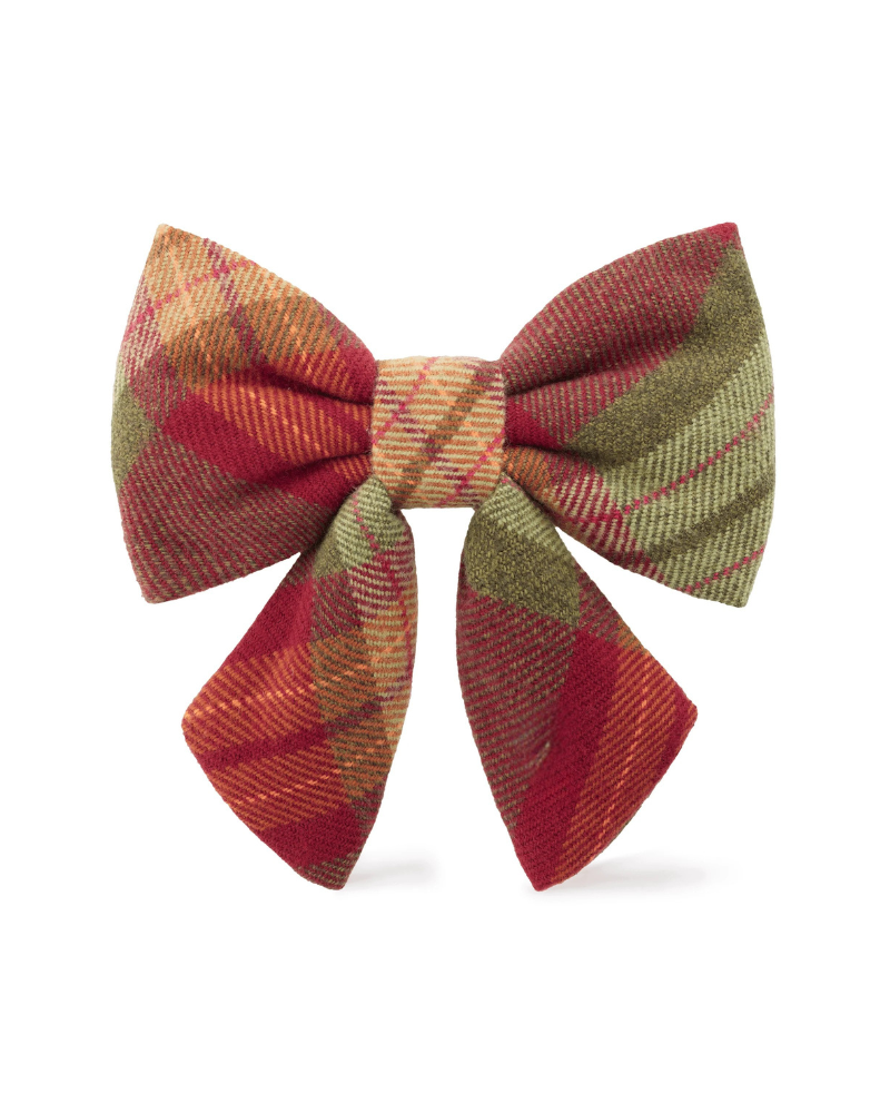Orchard Plaid Flannel Lady Dog Bow Tie (Made in the USA) Wear THE FOGGY DOG