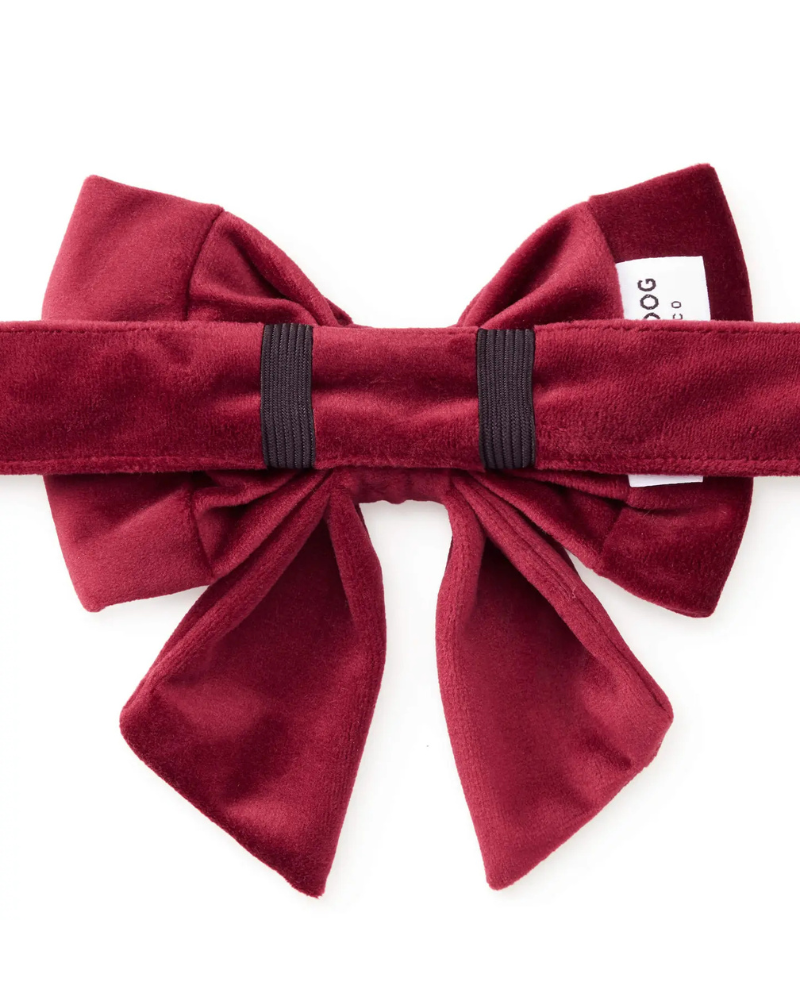 Burgundy Velvet Sailor Dog Bow Tie Wear THE FOGGY DOG