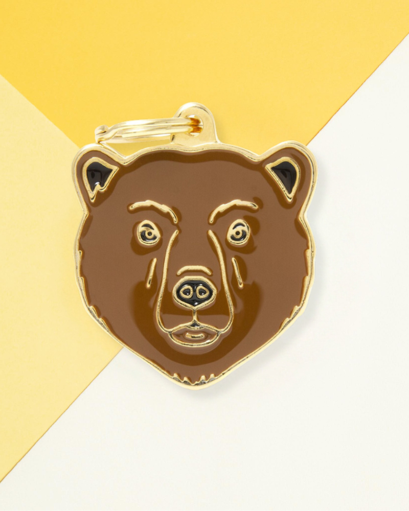 Brown Bear Custom Pet ID Tag Wear MY FAMILY   