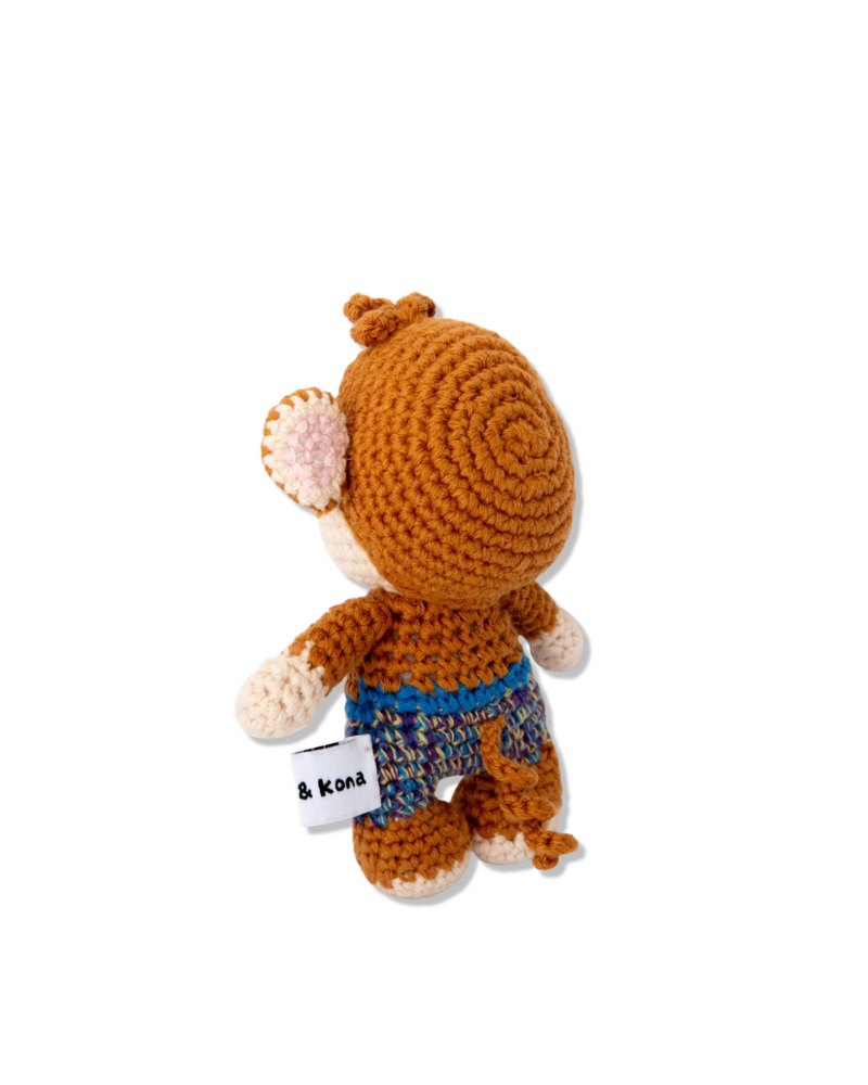 Mick the Monkey Squeaky Knit Dog Toy Play MOCHI & KONA