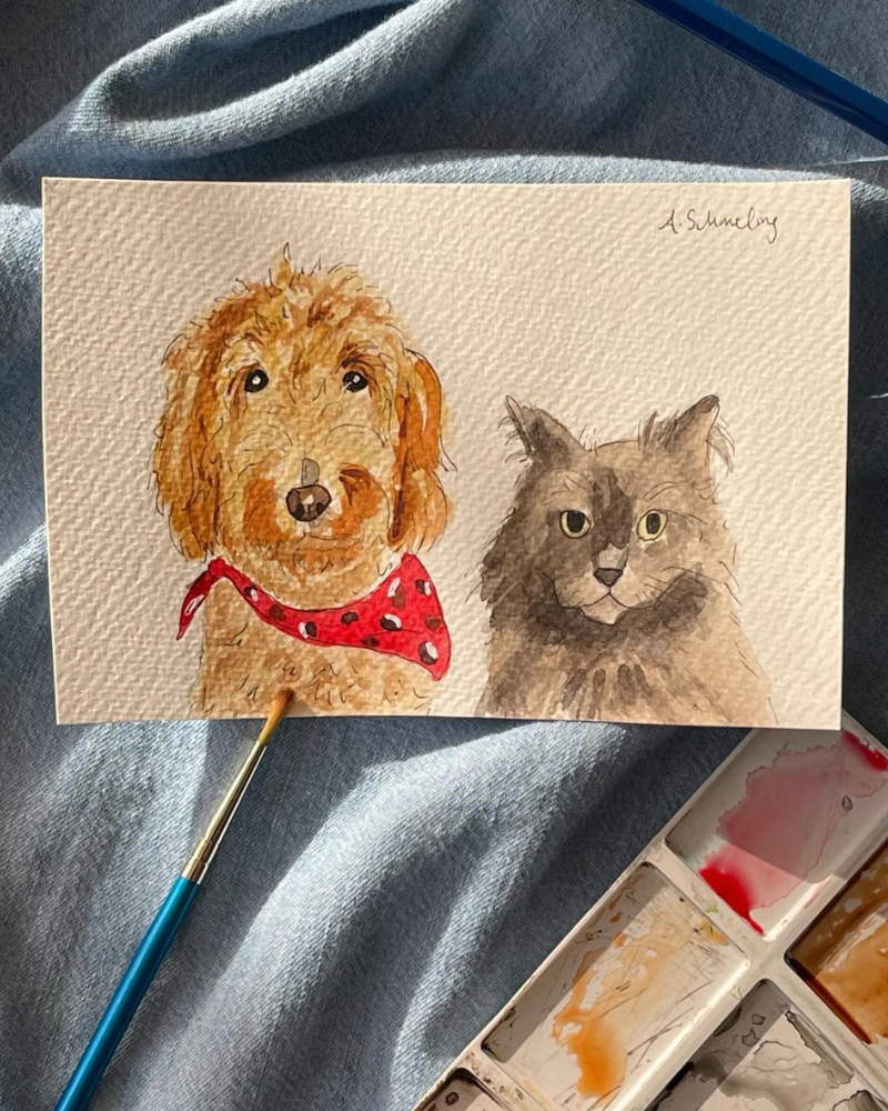 Custom Watercolor Pet Portrait (5x7) HOME Alexandra Schmeling Fine Art   