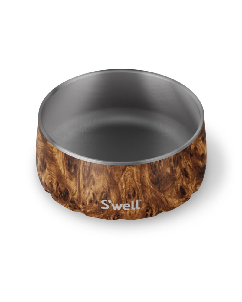 Stainless Steel Dog Bowl in Teakwood Eat S'WELL