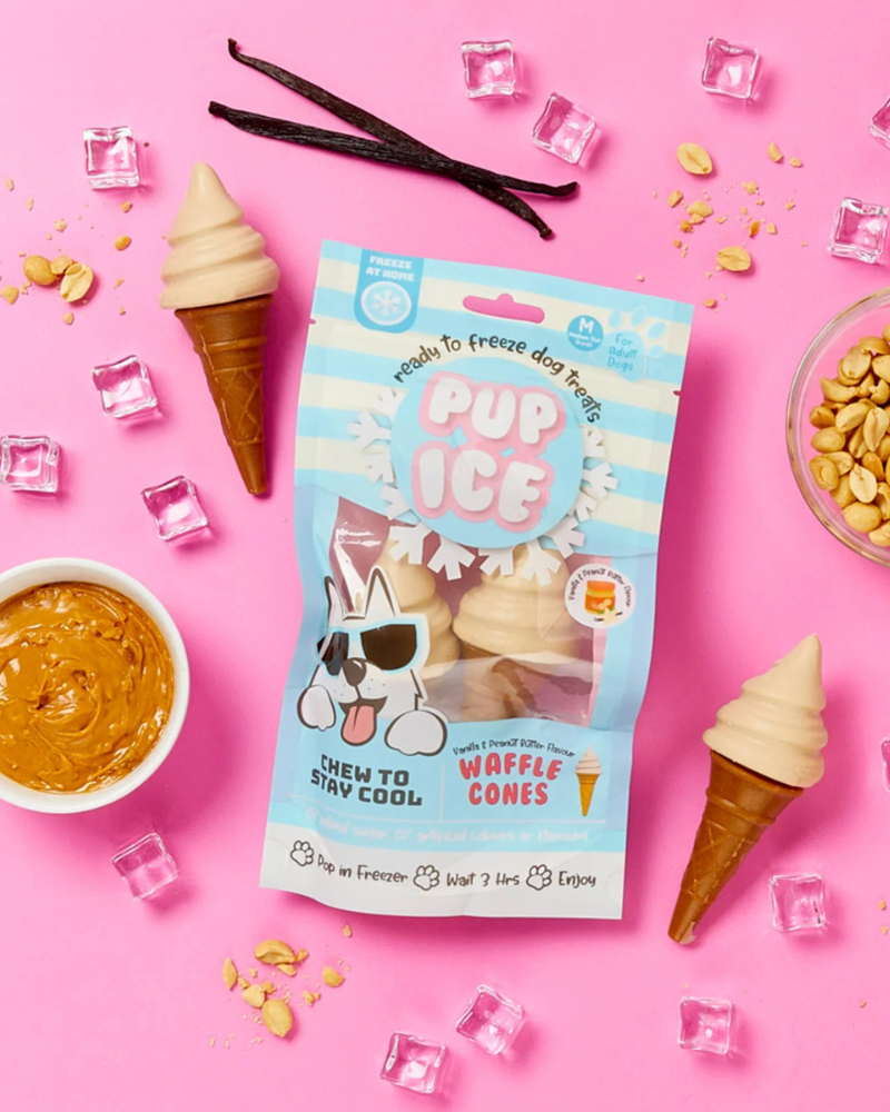 Pup Ice Waffle Cone in Vanilla and Peanut Butter Eat PUP ICE