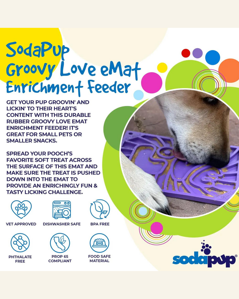 Groovy Love Enrichment Lick Mat (Made in the USA) Eat SODA PUP   