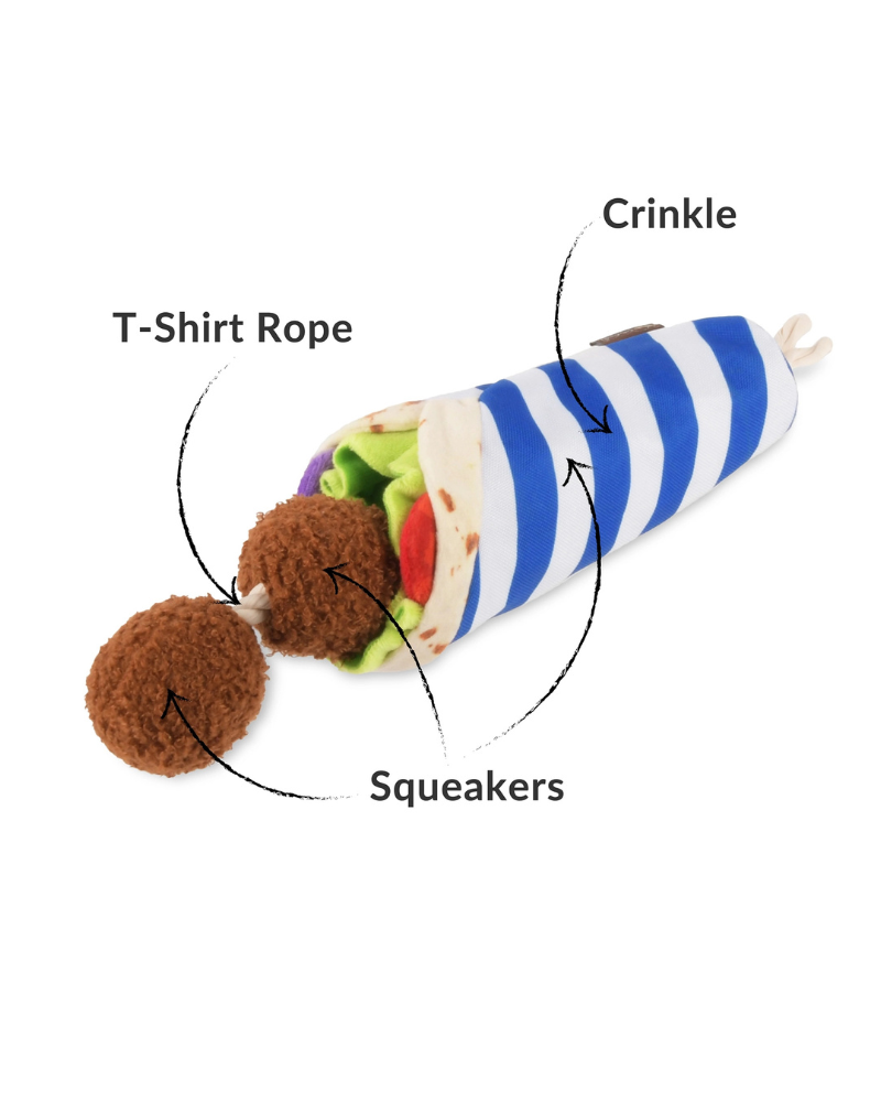 Falafull of Fun Falafel Plush Dog Toy Play P.L.A.Y.