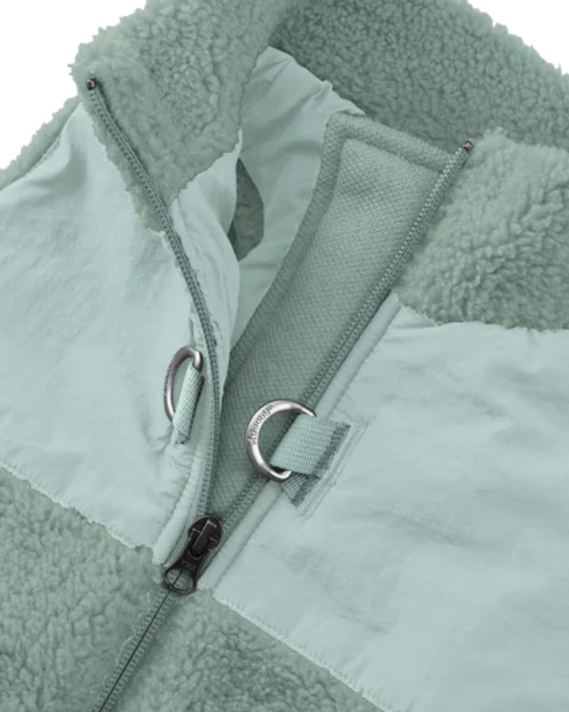 Zip Up Sherpa Dog Harness Vest in Green Wear GOOBY