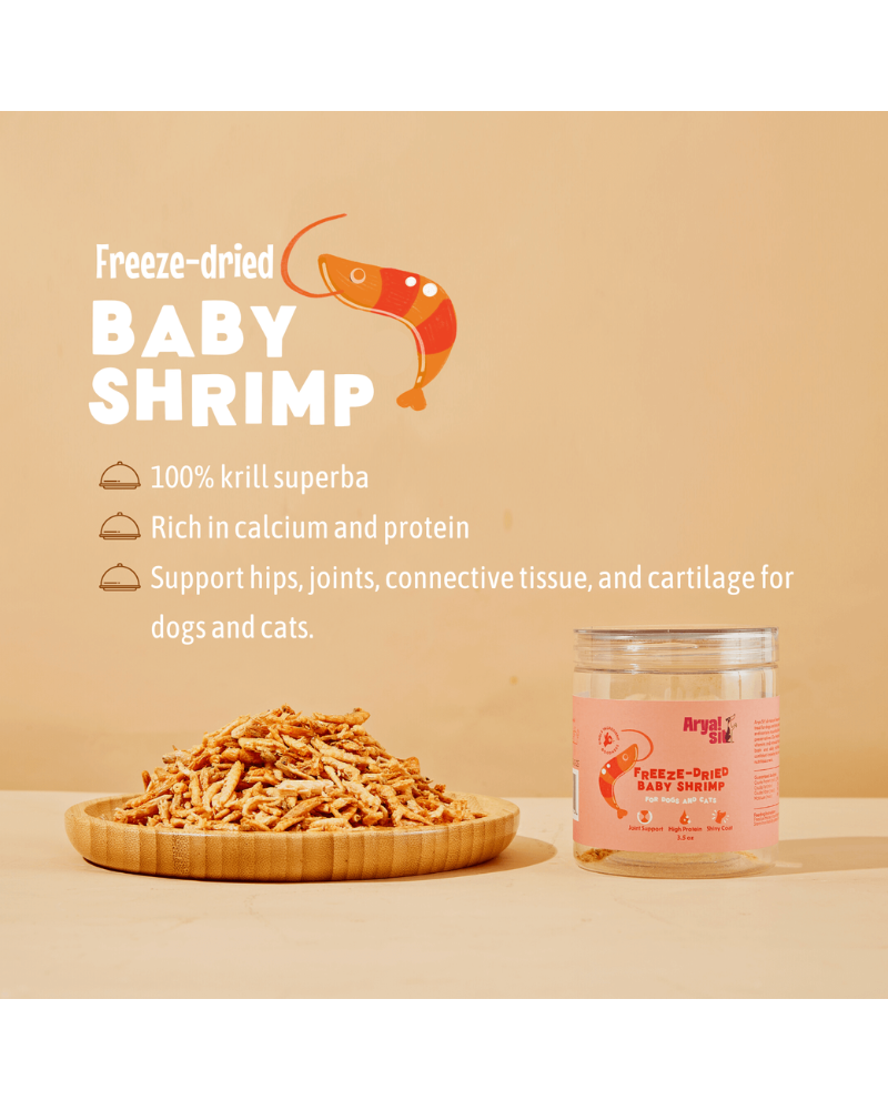 Freeze-Dried Baby Shrimp Treat for Dogs & Cats Eat ARYA SIT   