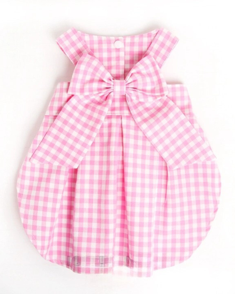 Pink Gingham Dog Dress (Made in the USA) Wear ICECREAMTREE STUDIO