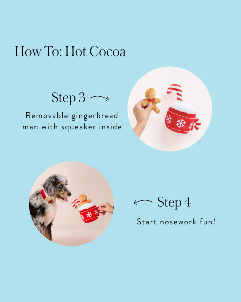 Holiday Hot Cocoa Interactive Snuffle Dog Toy PLAY THE FOGGY DOG