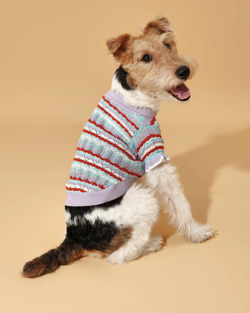 Lavender Ruffle Sleeve Crochet Shirt for Dogs Wear BARKBARK BABY