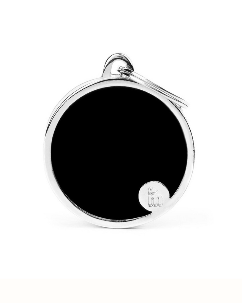 Handmade Circle Tag in Jet Black Custom Pet ID Tag Wear MY FAMILY   