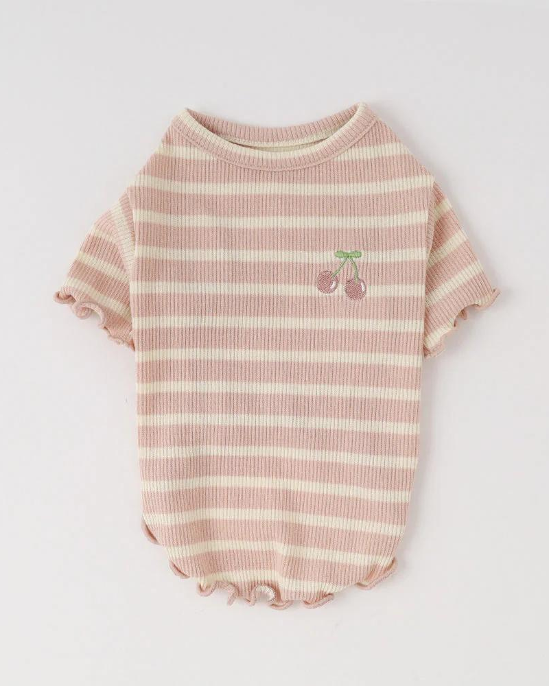 Ribbed Fruit Dog T-Shirts in Cherry or Pineapple (FINAL SALE) Wear MONCHERI Cherry Small 