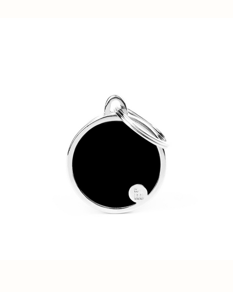 Handmade Circle Tag in Jet Black Custom Pet ID Tag Wear MY FAMILY   