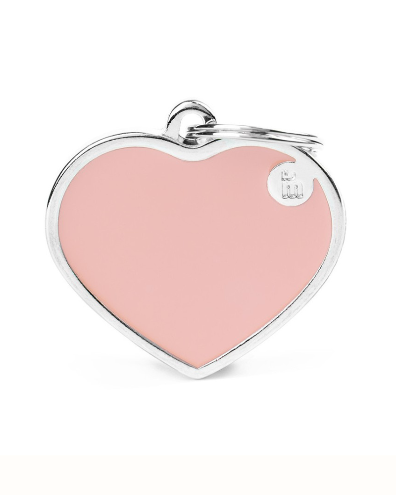 Handmade Heart Tag in Blush Pink Custom Pet ID Tag Wear MY FAMILY   