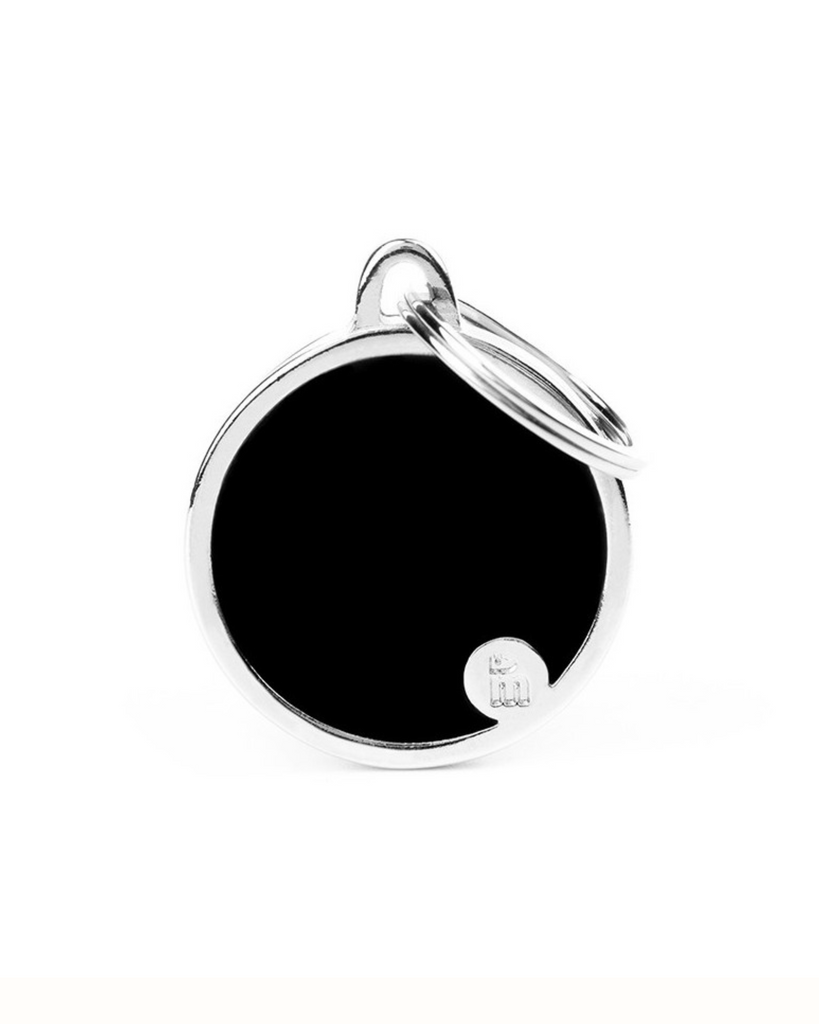 Handmade Circle Tag in Jet Black Custom Pet ID Tag Wear MY FAMILY   