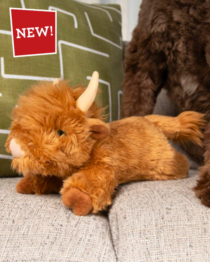 Shaggy the Highland Cow Squeaky Dog Plush Toy Play FLUFF & TUFF   