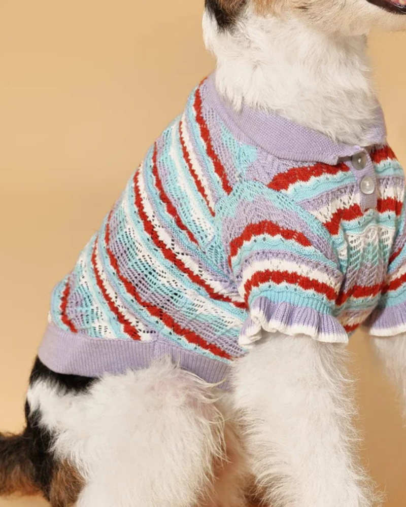 Lavender Ruffle Sleeve Crochet Shirt for Dogs Wear BARKBARK BABY