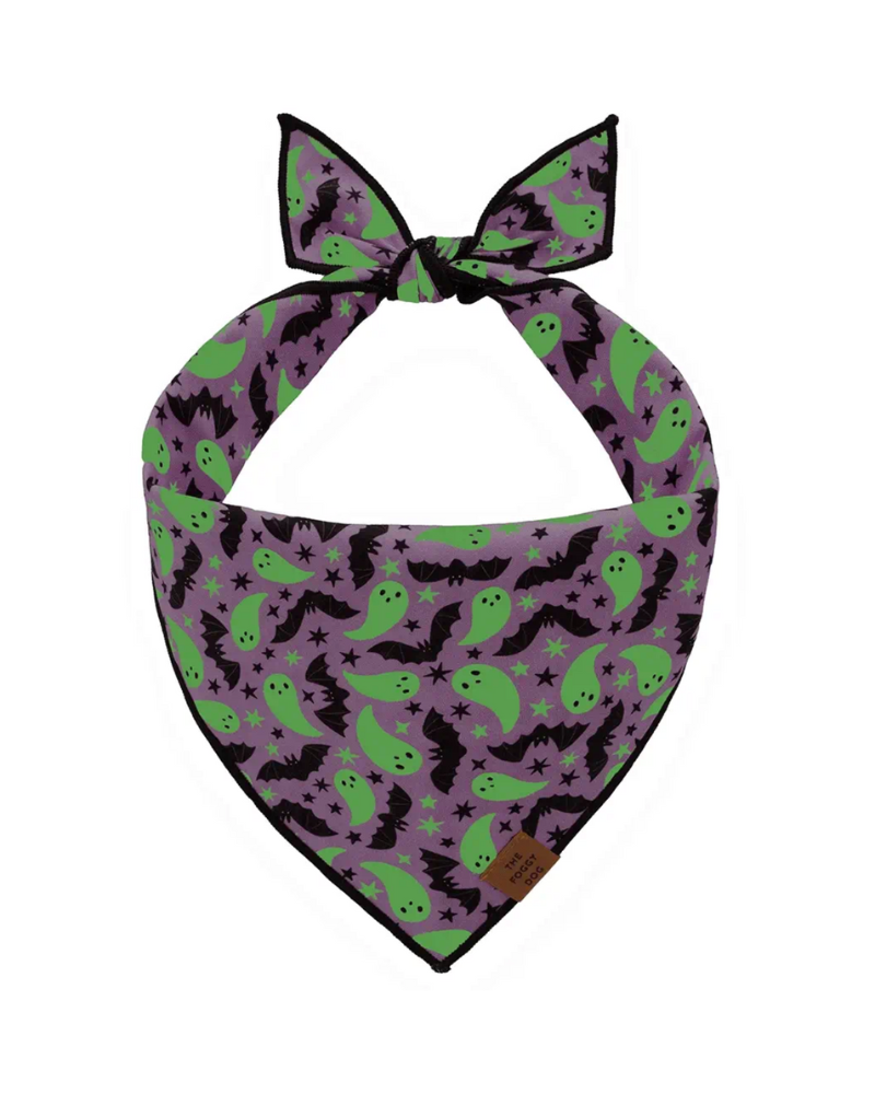 Spooky Season Glow-in-the-Dark Reversible Dog Bandana (Made in the USA) Wear THE FOGGY DOG
