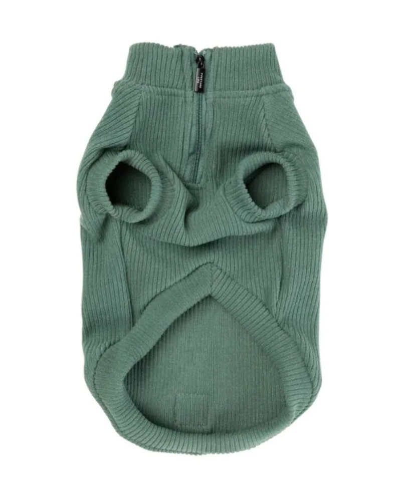 Ribbed Knit Dog Pullover in Myrtle Green Wear FUZZYARD