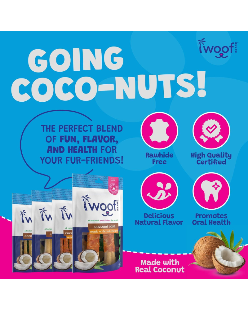 All Natural Coconut Dog Bone Treat (2-Pack) Eat WOOF ISLAND   
