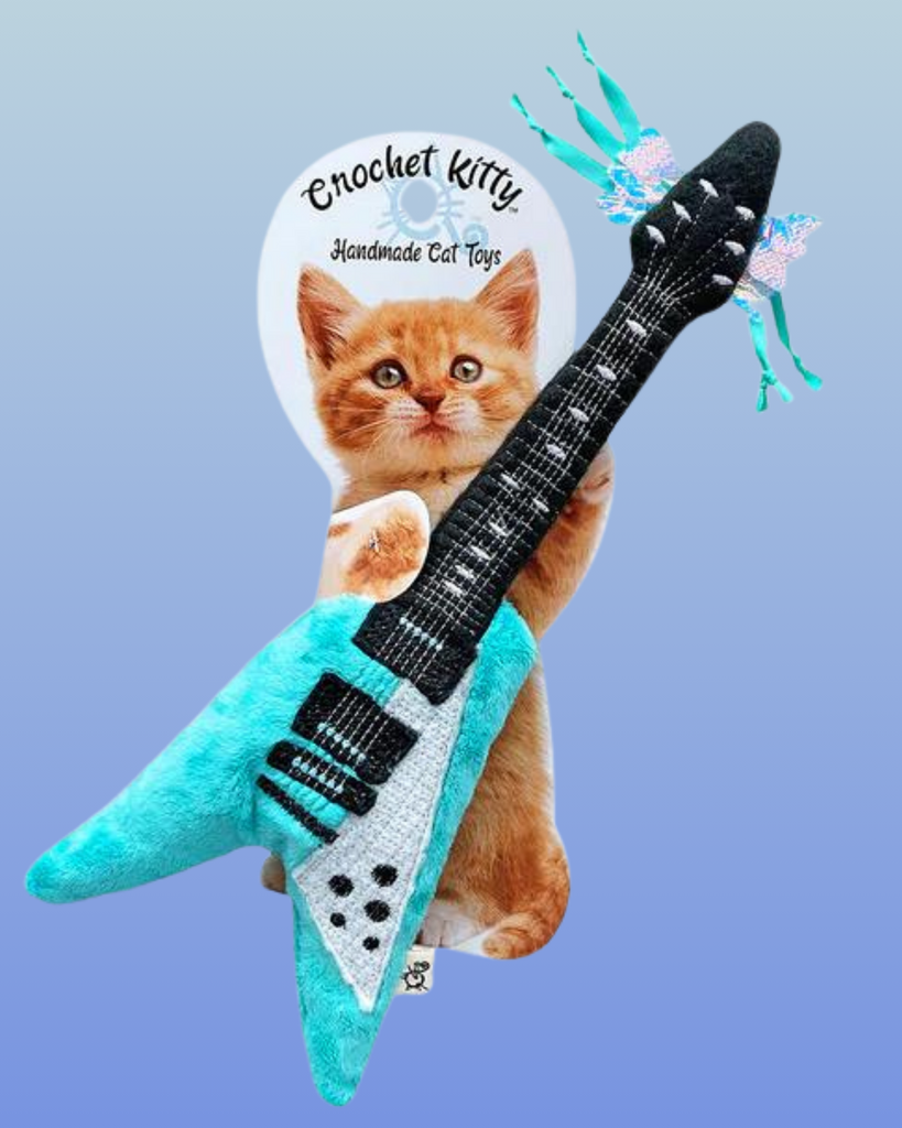 Meowsical Catnip and Crinkle Guitar (Made in the USA) CAT CROCHET KITTY   