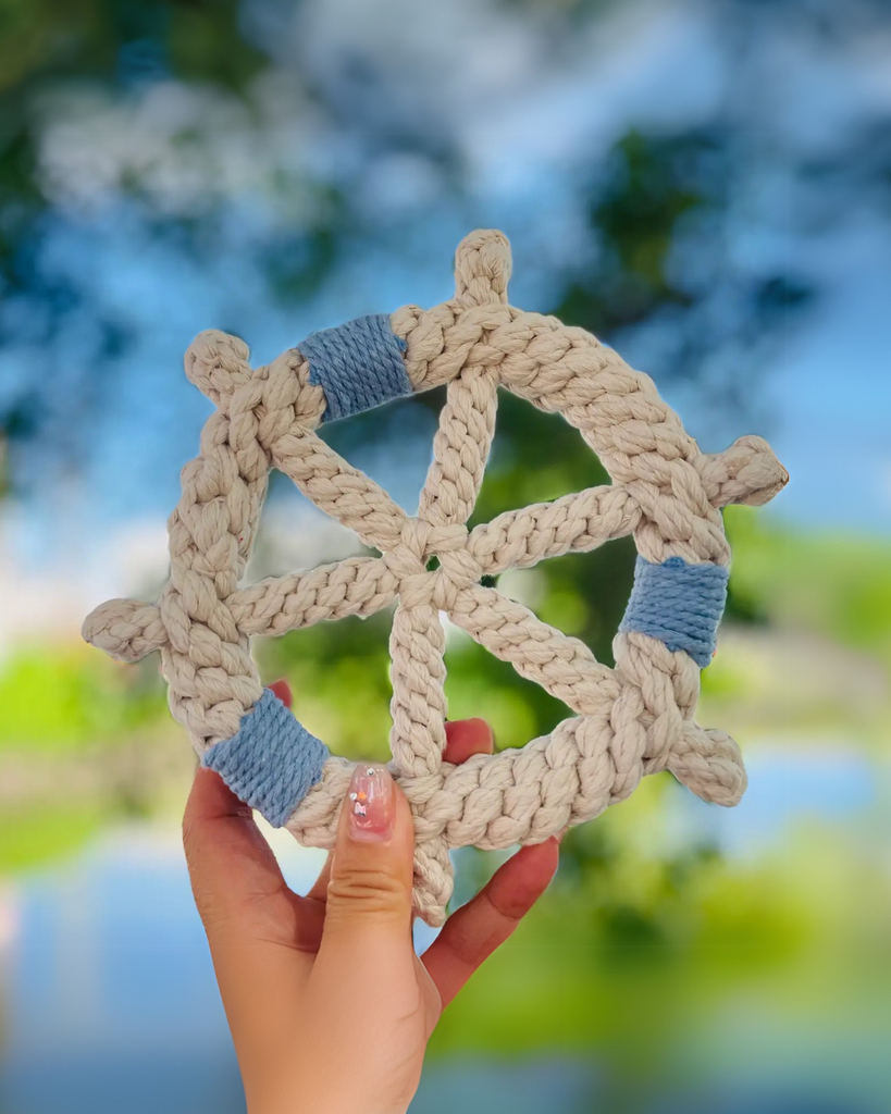 Handwheel Rope KNOTTY PAWZ | Sustainable Handmade Nautical Braided Ship Wheel Rope Toy ...