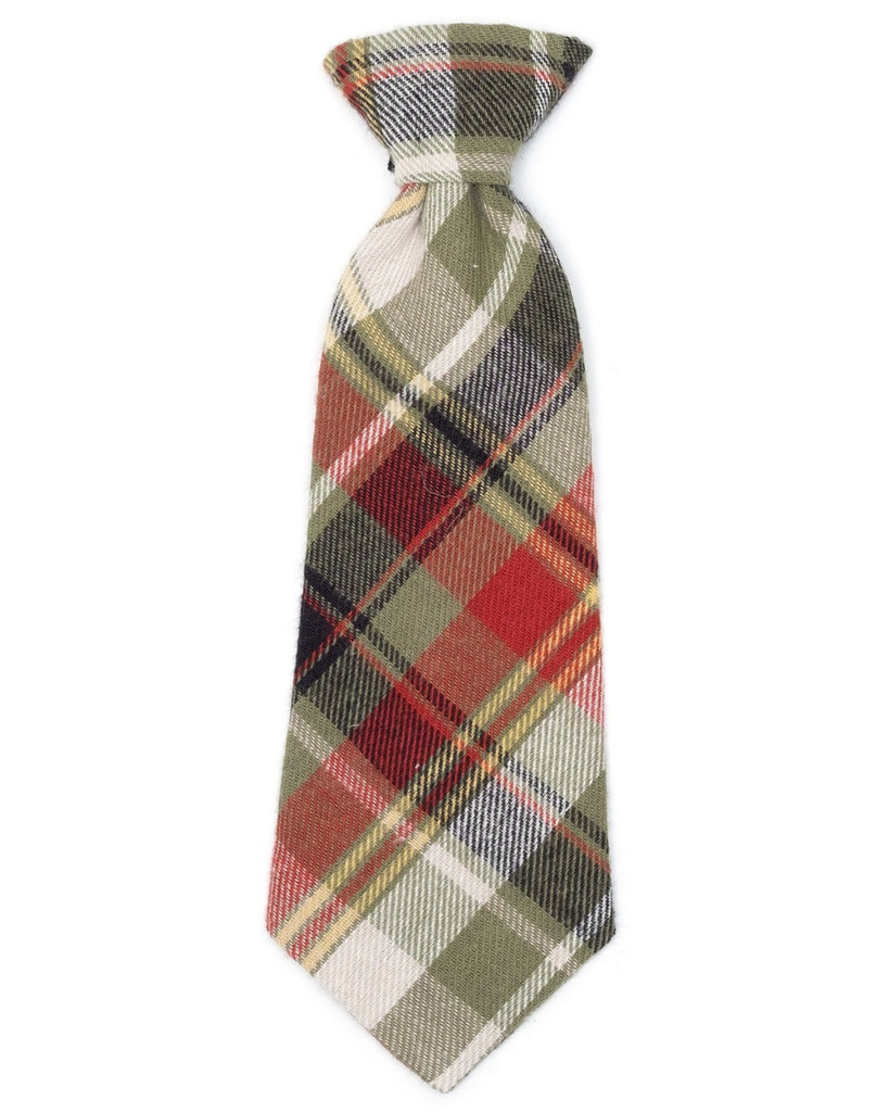 Olive Harvest Multi Plaid Dog Tie Wear THE WORTHY DOG