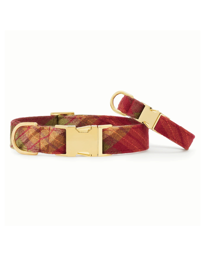 Orchard Plaid Flannel Dog Collar (Made in the USA) WALK THE FOGGY DOG