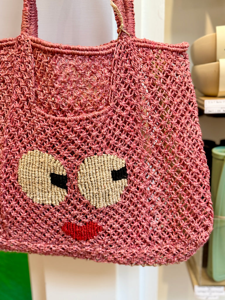 Florence Big Eyes Jute Bag in Berry Human THE JACKSONS
