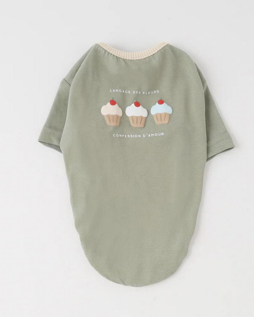 Cupcake Love Dog T-Shirt (FINAL SALE) (SUM24LO) Wear MONCHERI Khaki Small 