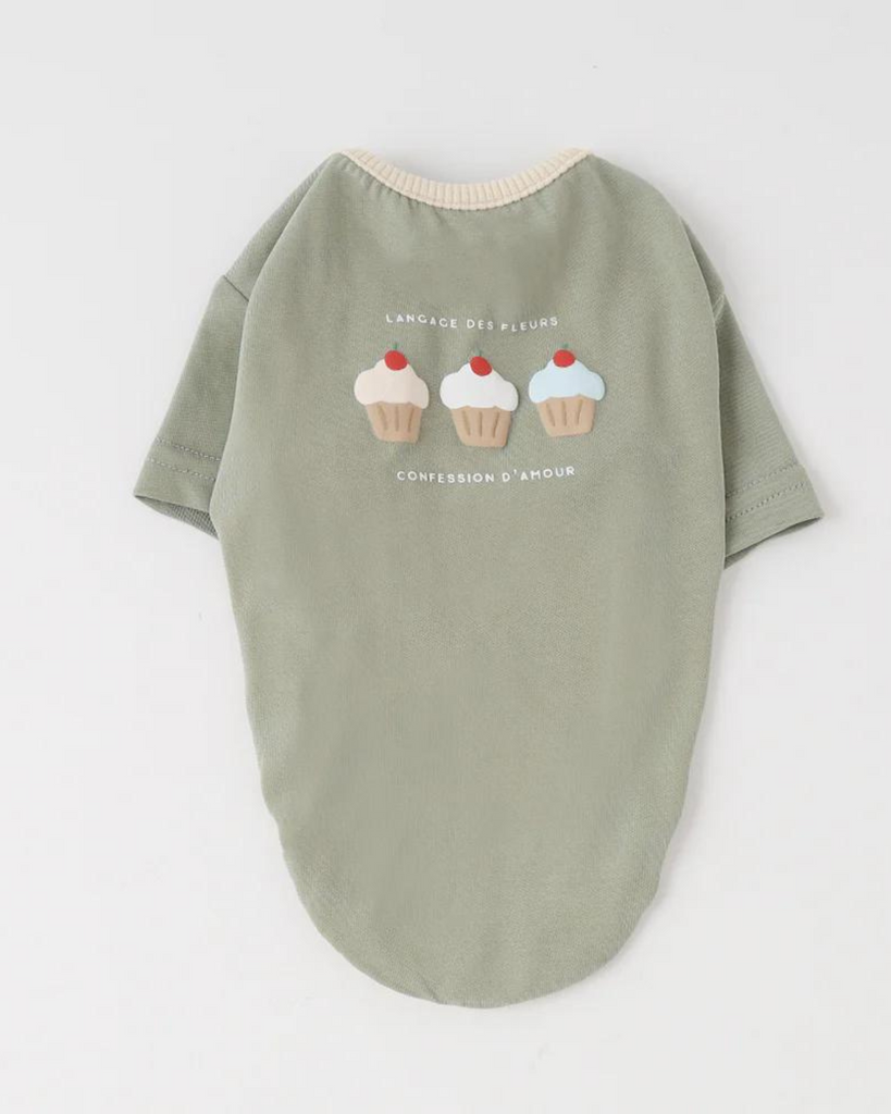 Cupcake Love Dog T-Shirt Wear MONCHERI Khaki Small 