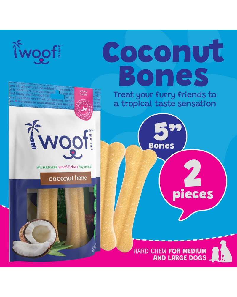 All Natural Coconut Dog Bone Treat (2-Pack) Eat WOOF ISLAND   