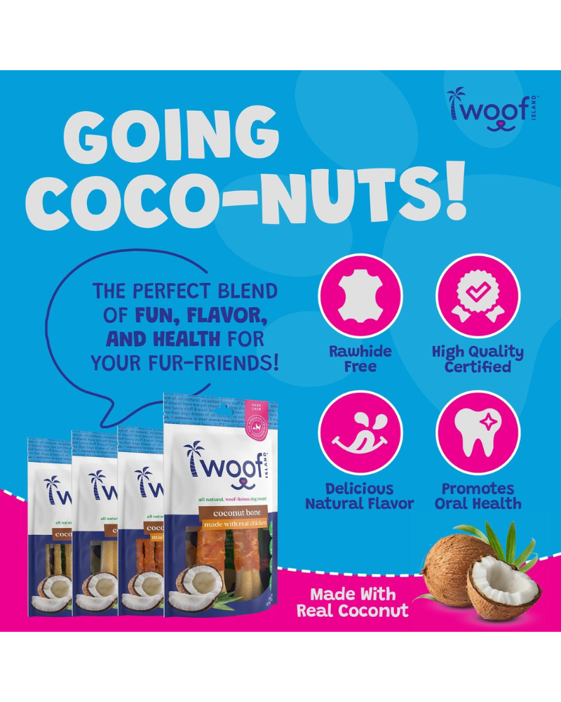 All Natural Coconut Dog Twist Sticks Treat (12-Pack) Eat WOOF ISLAND   