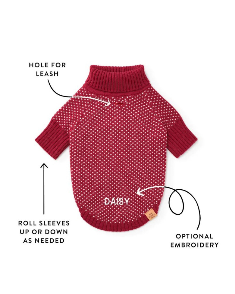 Heart Stitch Turtleneck Dog Sweater Wear THE FOGGY DOG   