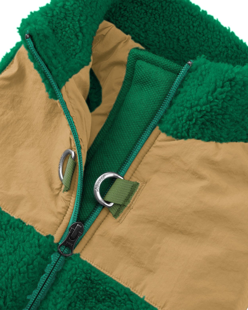 Zip-Up Sherpa Harness Vest in Forest Green Wear GOOBY   