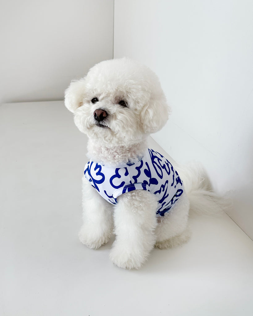 Blue Scribbles Cooling Dog Tee