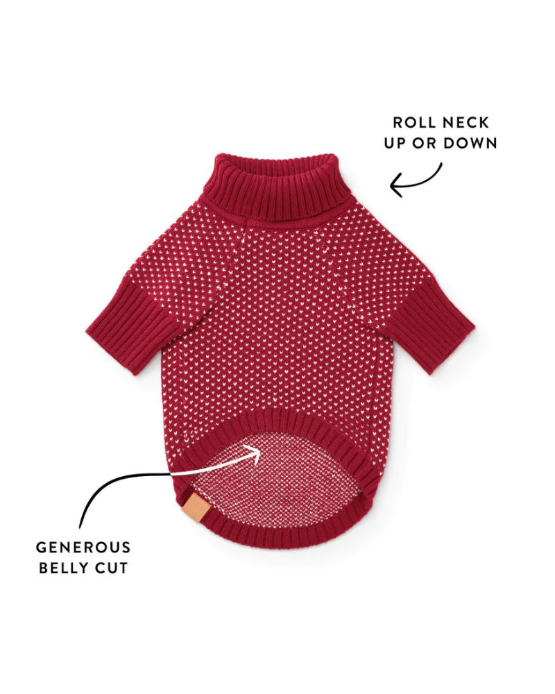 Heart Stitch Turtleneck Dog Sweater Wear THE FOGGY DOG   
