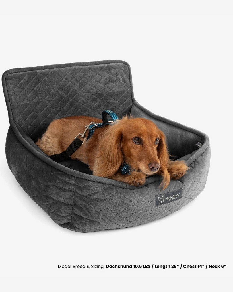 Dark Grey Quilted Dog Car Seat Carry NANDOG Small  