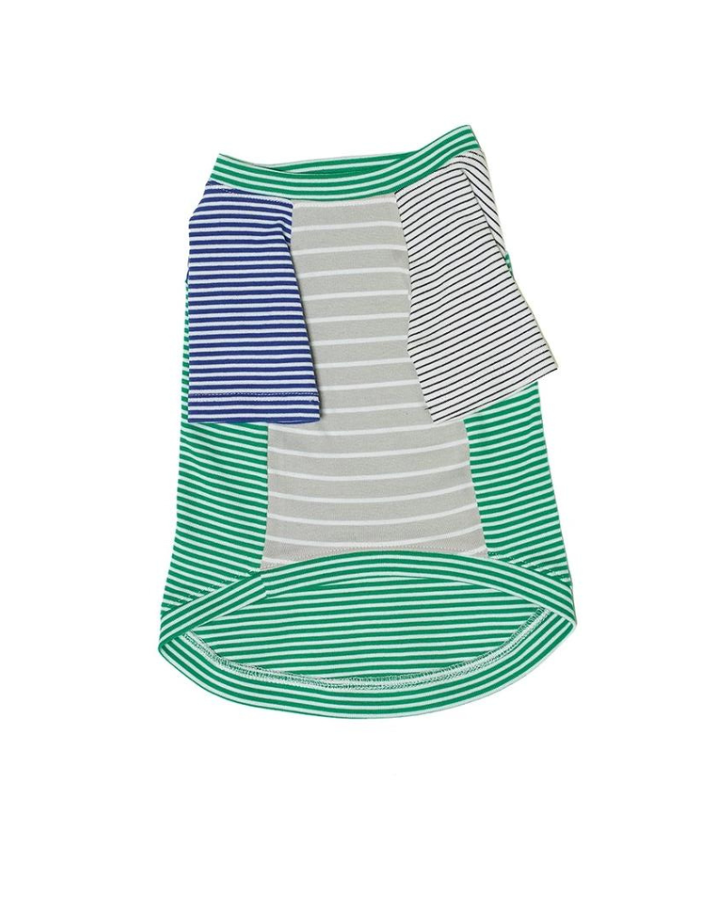 Green & White Striped Dog T-Shirt (Made in the USA) Wear WARE OF THE DOG   