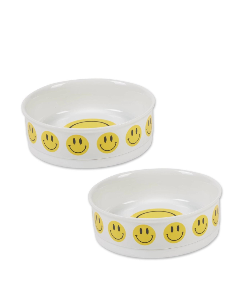 Let's Get Happy Smiley Face Pet Bowls Eat BONE DRY   