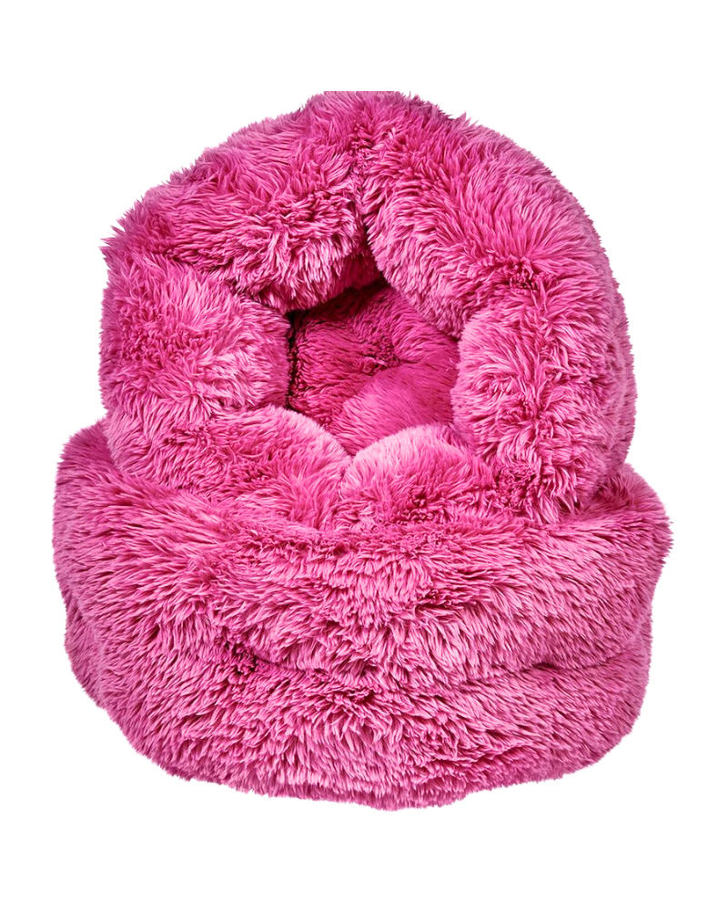 Muffy Soft Faux Fur Bed for Dogs & Cats in Cherry Blossom or BW Bengal