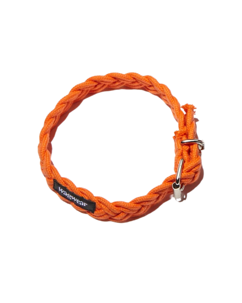 Braided Fisherman Dog Collar in Orange (Made in the USA) WALK WAGWEAR