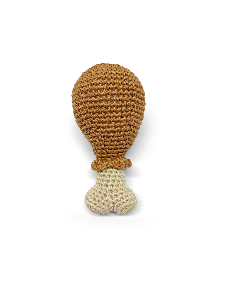 Chicken Leg Squeaky Knit Dog Toy PLAY DOGO