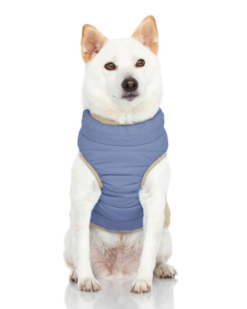 Mountaineer Waterproof Dog Harness Jacket in Tan & Moonstone Blue (FINAL SALE) Wear GOOBY   