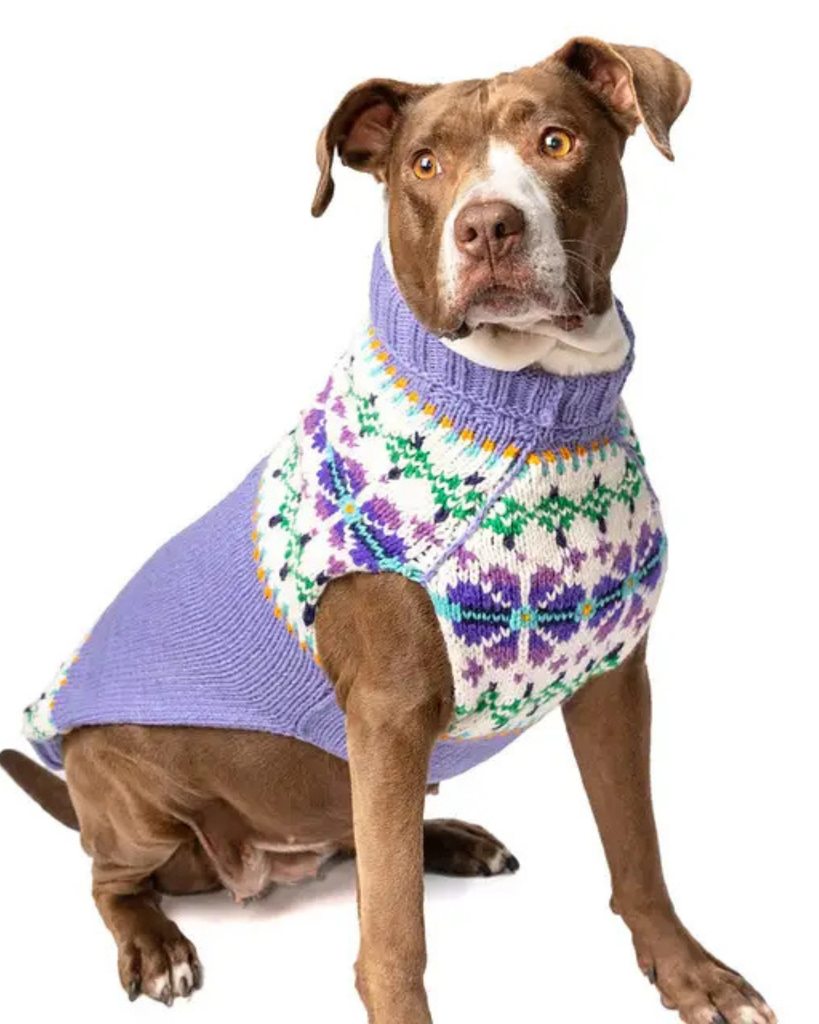 Lavender Flowers Wool Dog Sweater Wear CHILLY DOG