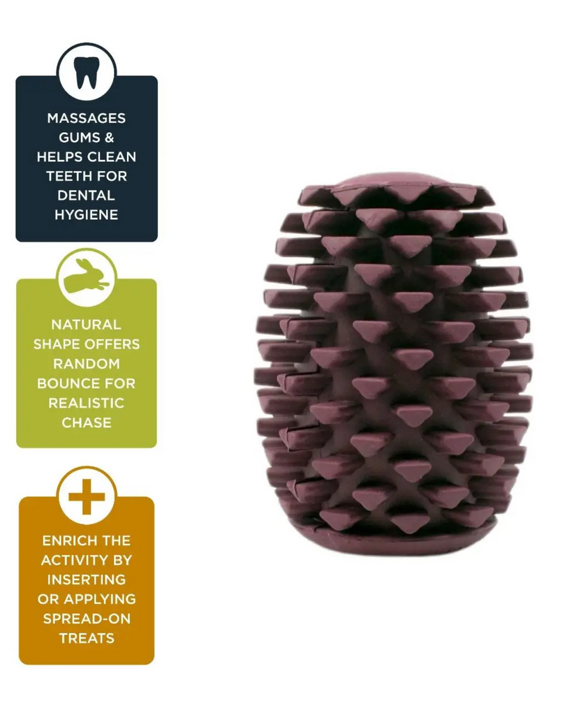 Natural Rubber Pinecone Dog Treat Toy Play TALL TAILS