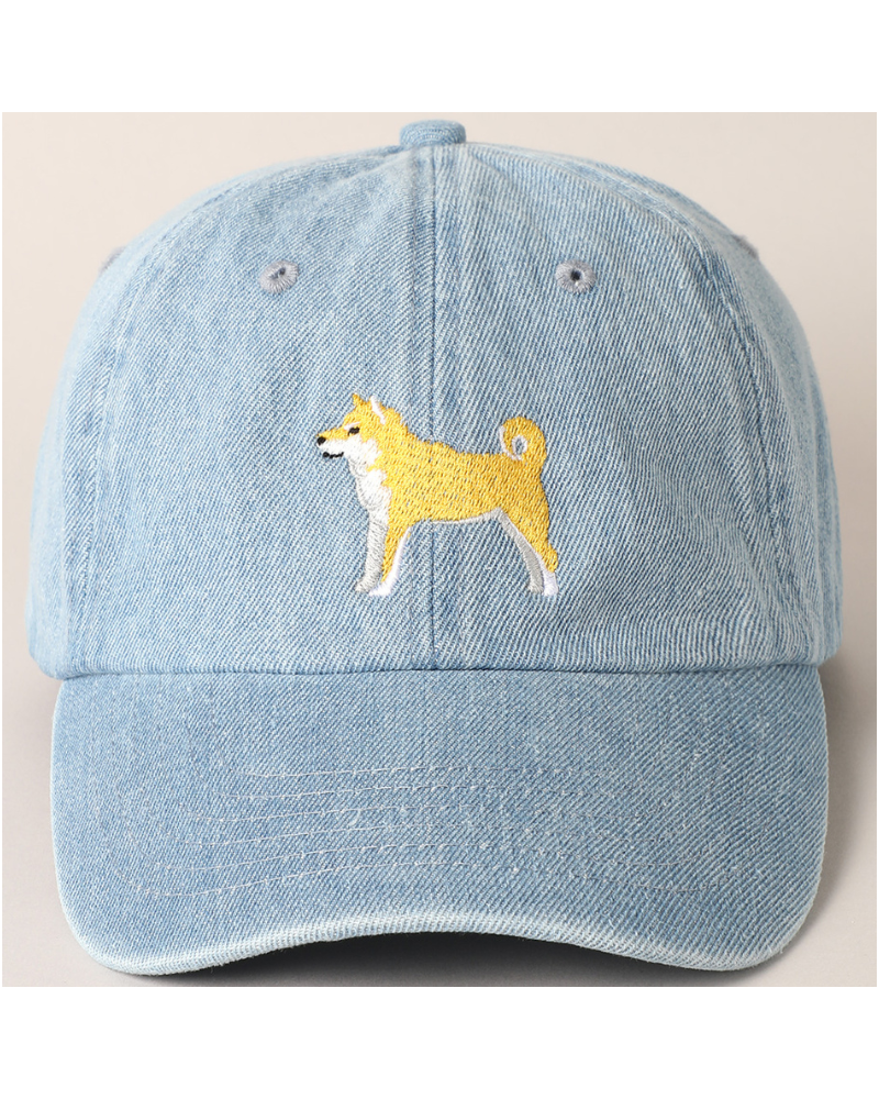 Shiba Inu Embroidered Denim Hat Human BARKWELL