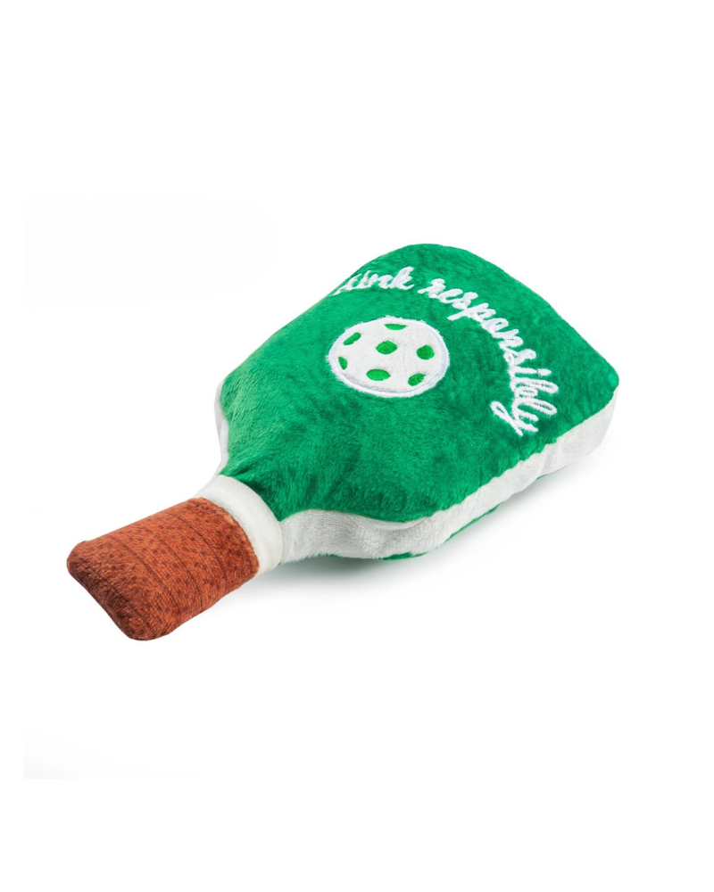 Green Stripe Pickleball Paddle Plush Squeaky Dog Toy Play HAUTE DIGGITY DOG   