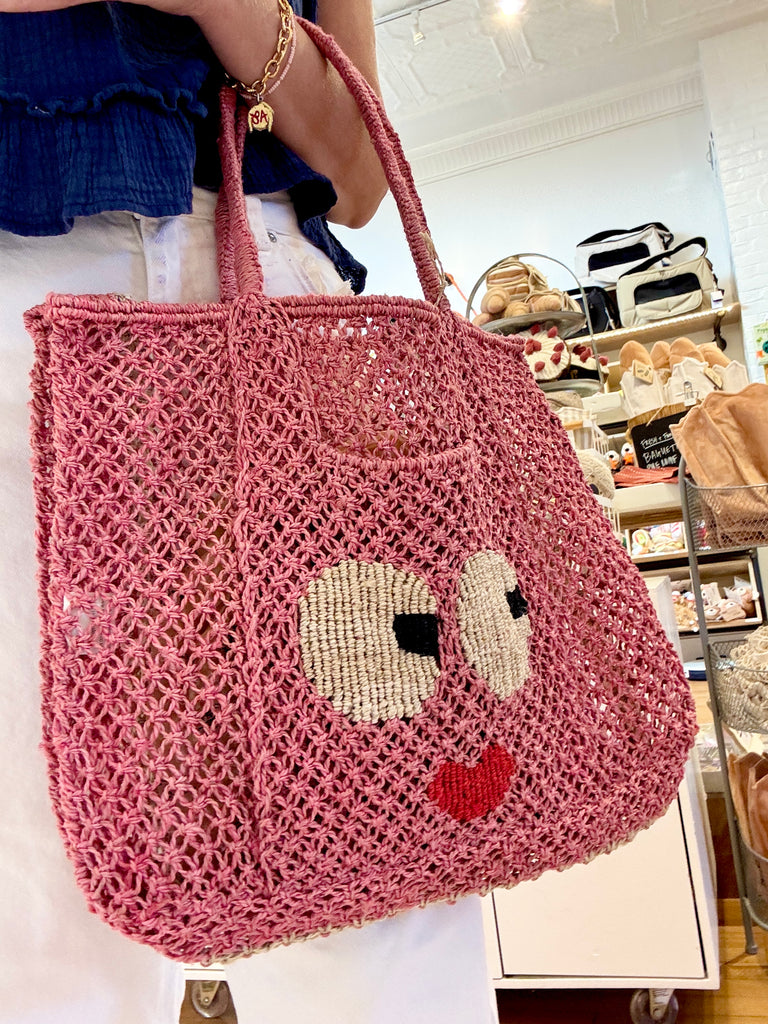 Florence Big Eyes Jute Bag in Berry Human THE JACKSONS